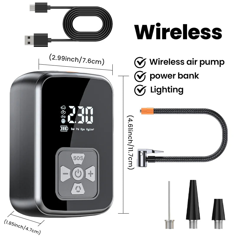 Portable Air Pump / Power Bank - Digital Display
